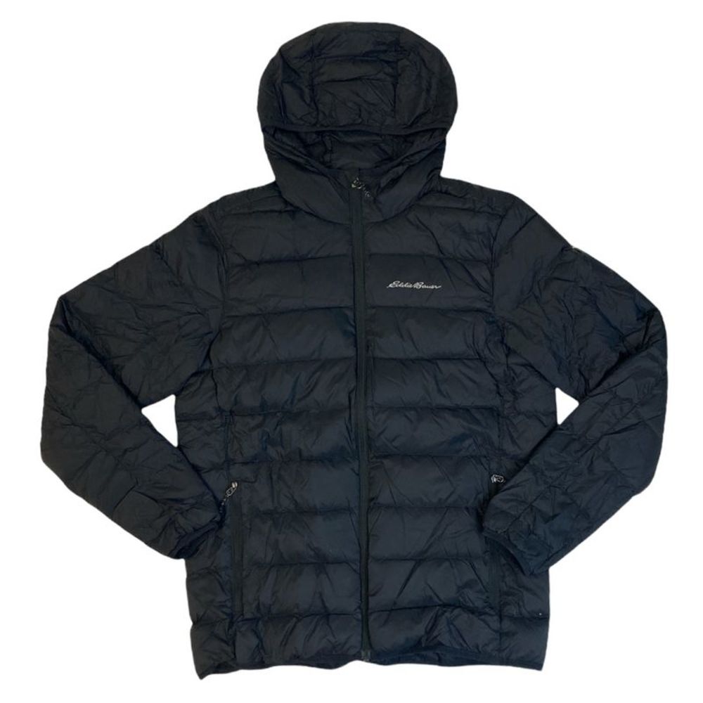 Eddie Bauer Men's Microlight III 650 Fill Down Packable Hooded Jacket - Caviar